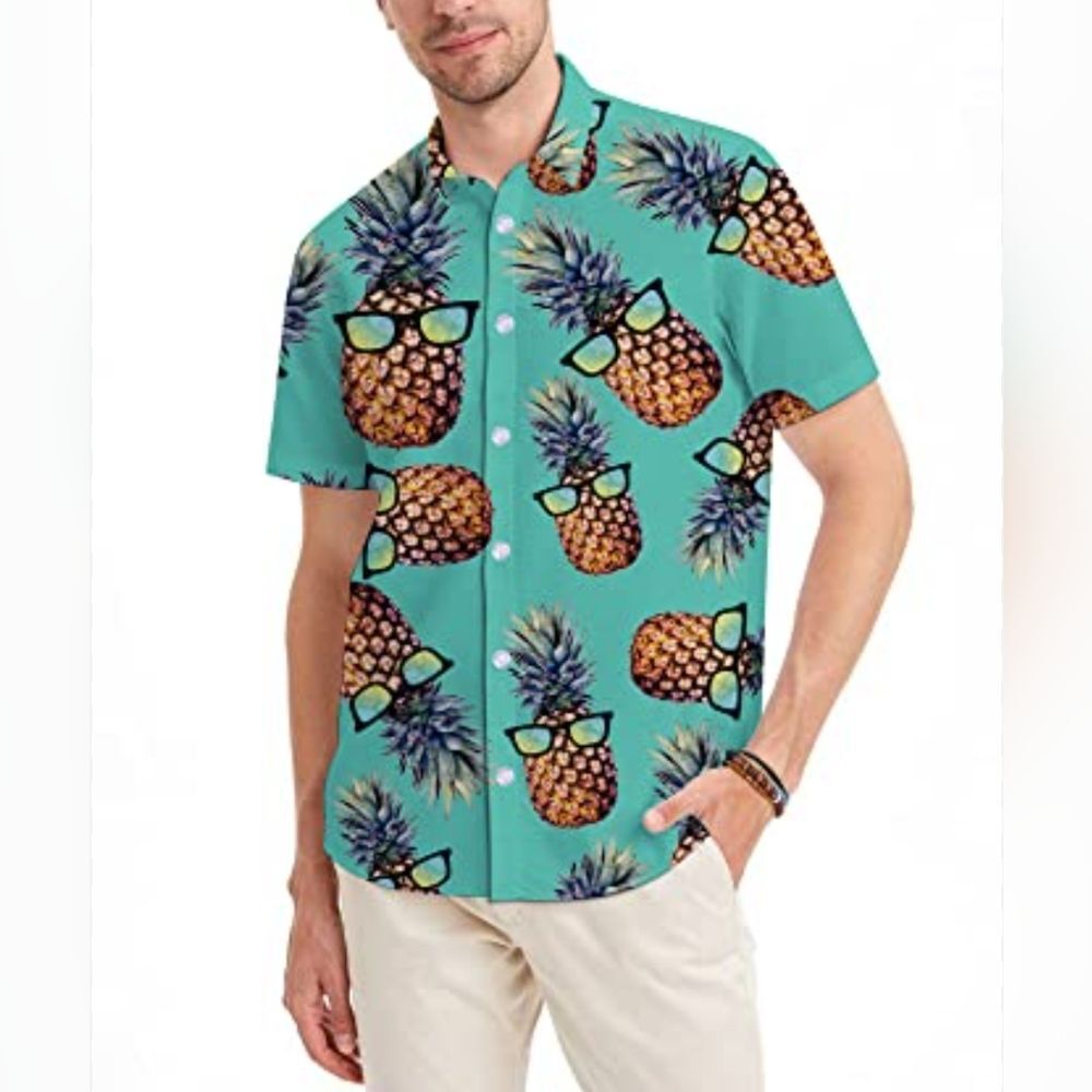 Unbranded Men's Pineapple Hawaiian Button Up Shirt